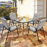 NNECW 6 Pieces Patio Dining Set with Umbrella & Stackable Chairs