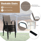NNECW 7 Piece Patio Dining Set with 6 Stackable Chairs & Rectangular Table