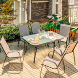 NNECW 7 Piece Patio Dining Set with 6 Stackable Chairs & Rectangular Table