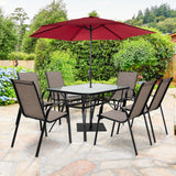 NNECW 7 Piece Patio Dining Set with 6 Stackable Chairs & Rectangular Table