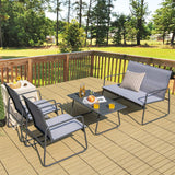 NNECW 4 Piece Garden Patio Bistro Furniture Set with Loveseat Coffee Table and 2 Chairs
