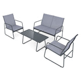 NNECW 4 Piece Garden Patio Bistro Furniture Set with Loveseat Coffee Table and 2 Chairs
