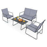 NNECW 4 Piece Garden Patio Bistro Furniture Set with Loveseat Coffee Table and 2 Chairs