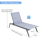 NNECW 6-Position Outdoor Adjustable Chaise Lounge Chair for Poolside & Backyard