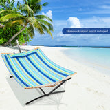 NNECW  Outdoor Portable Quilted Fabric Hammock with Detachable Pillow without Stand-Blue