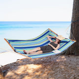 NNECW  Outdoor Portable Quilted Fabric Hammock with Detachable Pillow without Stand-Blue