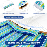 NNECW  Outdoor Portable Quilted Fabric Hammock with Detachable Pillow without Stand-Blue