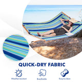 NNECW  Outdoor Portable Quilted Fabric Hammock with Detachable Pillow without Stand-Blue