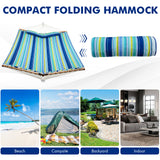 NNECW  Outdoor Portable Quilted Fabric Hammock with Detachable Pillow without Stand-Blue
