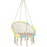 NNECW Hammock Swing with Macrame Design and LED Lights for Living Room/Patio