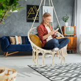 NNECW Hammock Swing with Macrame Design and LED Lights for Living Room/Patio