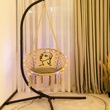 NNECW Hammock Swing with Macrame Design and LED Lights for Living Room/Patio