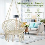 NNECW Hammock Swing with Macrame Design and LED Lights for Living Room/Patio