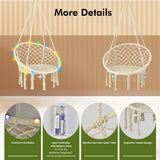 NNECW Hammock Swing with Macrame Design and LED Lights for Living Room/Patio