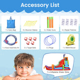 NNECW 6-in-1 Inflatable Pirate Ship Bounce House with Long Slide for Kids with Blower