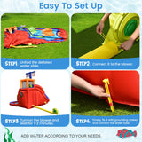 NNECW 6-in-1 Inflatable Waterslide with Long Slide