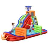 NNECW 6-in-1 Inflatable Waterslide with Long Slide