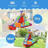 NNECW 6-in-1 Inflatable Waterslide with Long Slide