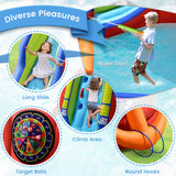 NNECW 6-in-1 Inflatable Waterslide with Long Slide
