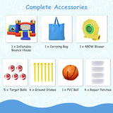 NNECW 5-in-1 Inflatable Bounce House with Slide for Outdoor Use with Blower