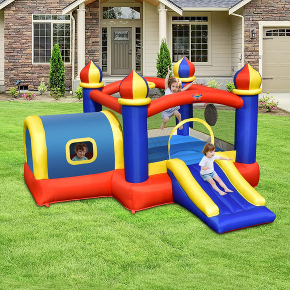 NNECW 5-in-1 Inflatable Bounce House with Slide for Outdoor Use with Blower