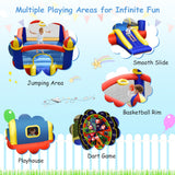 NNECW 5 in 1 Inflatable Jumping Castle with Slide for Kids without Blower