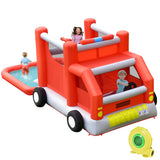 NNECW Firefighting-Themed Kids Water Slide with Splash Pool & Blower