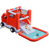NNECW Firefighting-Themed Kids Water Slide with Splash Pool without Blower