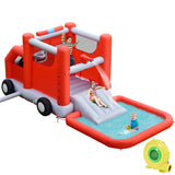 NNECW Firefighting-Themed Kids Water Slide with Splash Pool & Blower