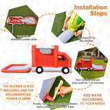 NNECW Firefighting-Themed Kids Water Slide with Splash Pool & Blower