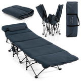 NNECW Folding Travel Camping Cot with Carry Bag Removable Mattress &amp Pillow-Blue