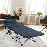 NNECW Folding Travel Camping Cot with Carry Bag Removable Mattress &amp Pillow-Blue