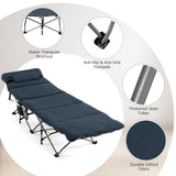 NNECW Folding Travel Camping Cot with Carry Bag Removable Mattress &amp Pillow-Blue