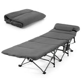 NNECW Folding Travel Camping Cot with Carry Bag Removable Mattress &amp Pillow-Grey