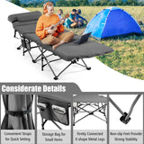 NNECW Folding Travel Camping Cot with Carry Bag Removable Mattress &amp Pillow-Grey