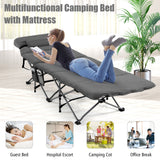 NNECW Folding Travel Camping Cot with Carry Bag Removable Mattress &amp Pillow-Grey