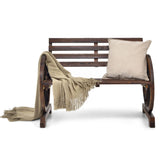 NNECW Wooden Wagon Wheel Garden Bench with 2-Person Slatted Seat for Outdoor