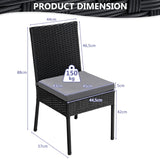 NNECW 2-Piece Outdoor PE Wicker Dining Chair Set with Soft Cushions