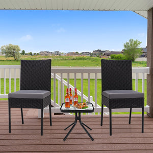 NNECW 2-Piece Outdoor PE Wicker Dining Chair Set with Soft Cushions