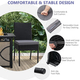 NNECW 2-Piece Outdoor PE Wicker Dining Chair Set with Soft Cushions