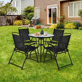 NNECW 6 Pieces Patio Furniture Set with Umbrella for Lawn &amp Deck &amp Poolside-Black