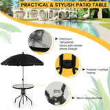 NNECW 6 Pieces Patio Furniture Set with Umbrella for Lawn &amp Deck &amp Poolside-Gray