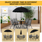 NNECW 6 Pieces Patio Furniture Set with Umbrella for Lawn &amp Deck &amp Poolside-Gray