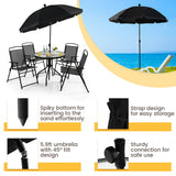 NNECW 6 Pieces Patio Furniture Set with Umbrella for Lawn &amp Deck &amp Poolside-Gray