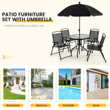NNECW 6 Pieces Patio Furniture Set with Umbrella for Lawn &amp Deck &amp Poolside-Gray