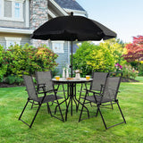 NNECW 6 Pieces Patio Furniture Set with Umbrella for Lawn &amp Deck &amp Poolside-Gray