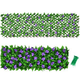 NNECW Expandable Artificial Privacy Fence Screen with Flowers for Balcony/ Garden/ Backyard