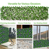 NNECW Expandable Artificial Privacy Fence Screen with Flowers for Balcony/ Garden/ Backyard