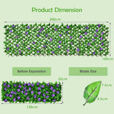 NNECW Expandable Artificial Privacy Fence Screen with Flowers for Balcony/ Garden/ Backyard