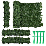 NNECW Artificial Hedge Fence with Faux Ivy Leaves &amp Zip Tie for Garden &amp Yard-1 piece